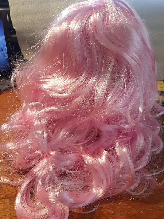NEW  ! Curly Wig Long 20 Inch Light Pink